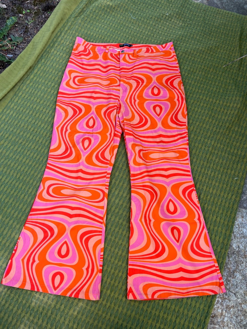Finesse Pink and Orange Swirl Flare Jeans
